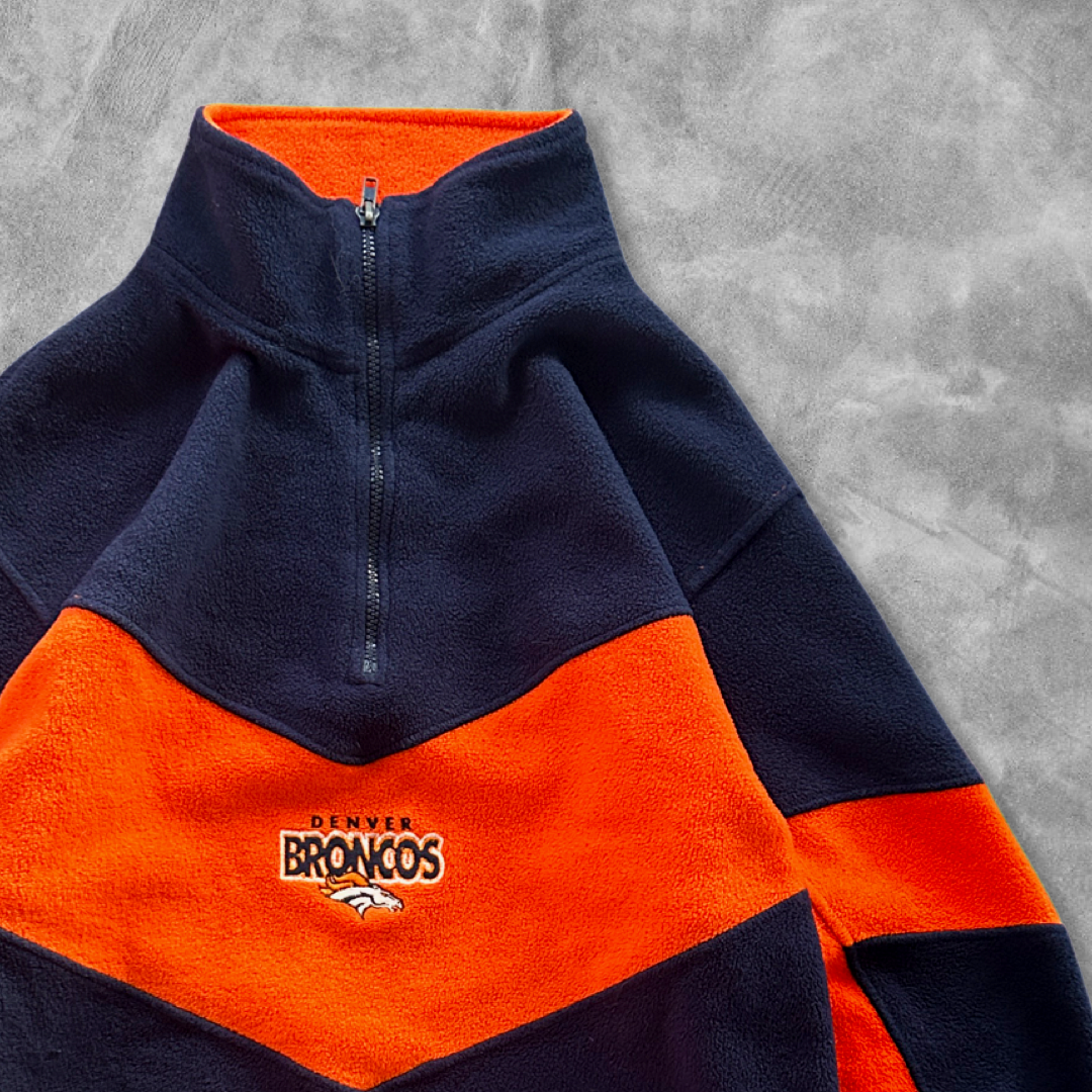 Denver Broncos Fleece Quarter Zip Pullover 1990s (M)