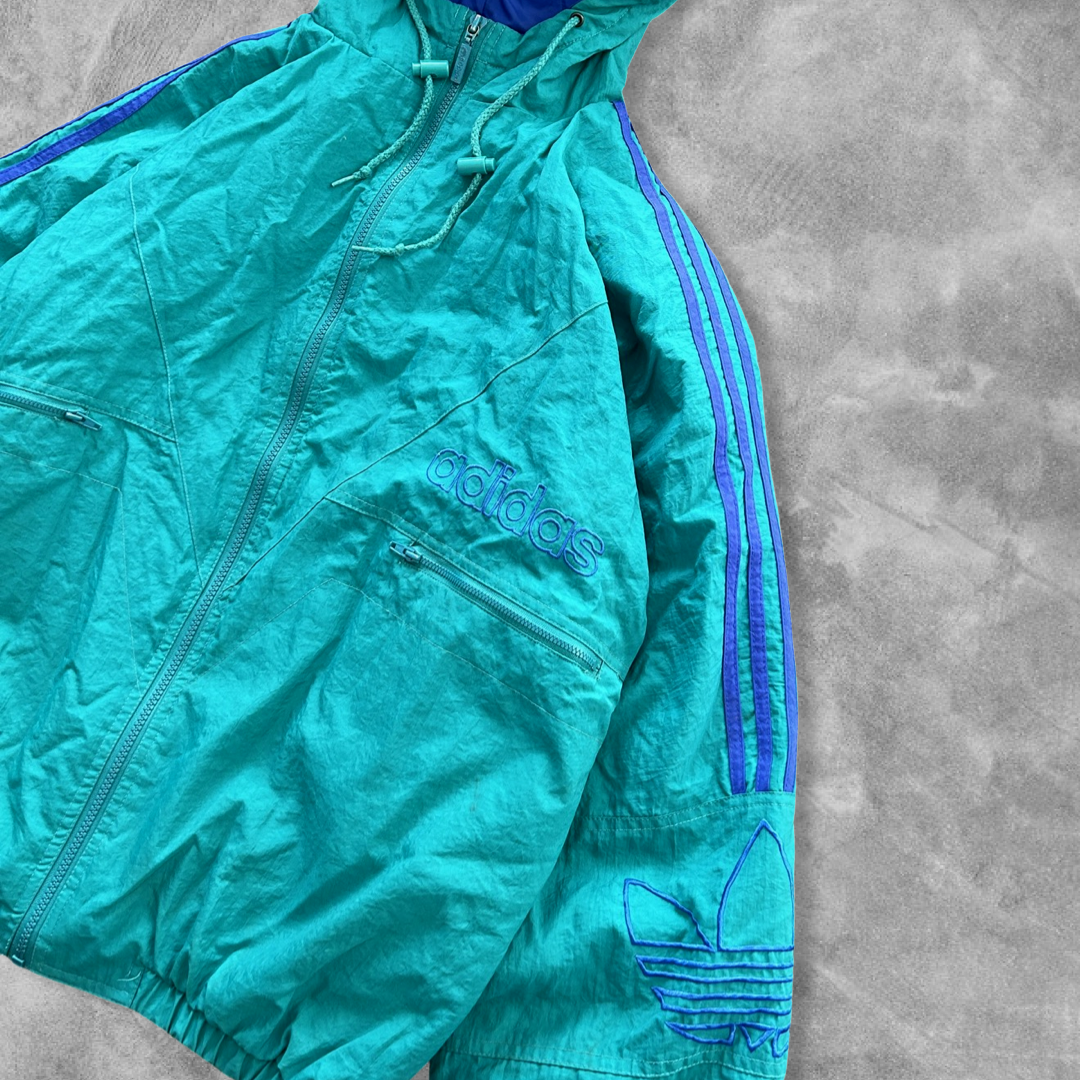 Teal Adidas Hooded Puffer Jacket 1990s (L)