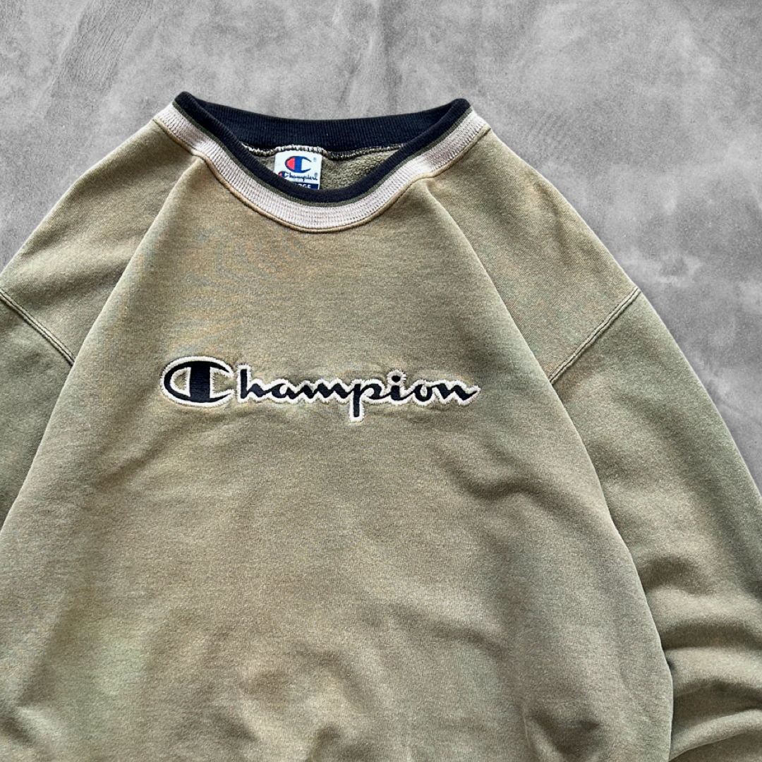 Faded Sage Green Champion Sweatshirt 1990s (L)