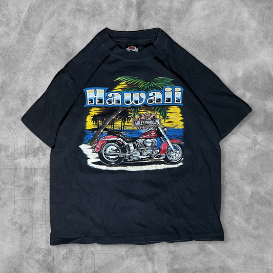 Black Harley Davidson Hawaii Shirt 1990s (L)