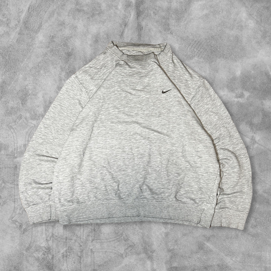 Distressed Grey Nike Essential Sweatshirt 2000s (L)