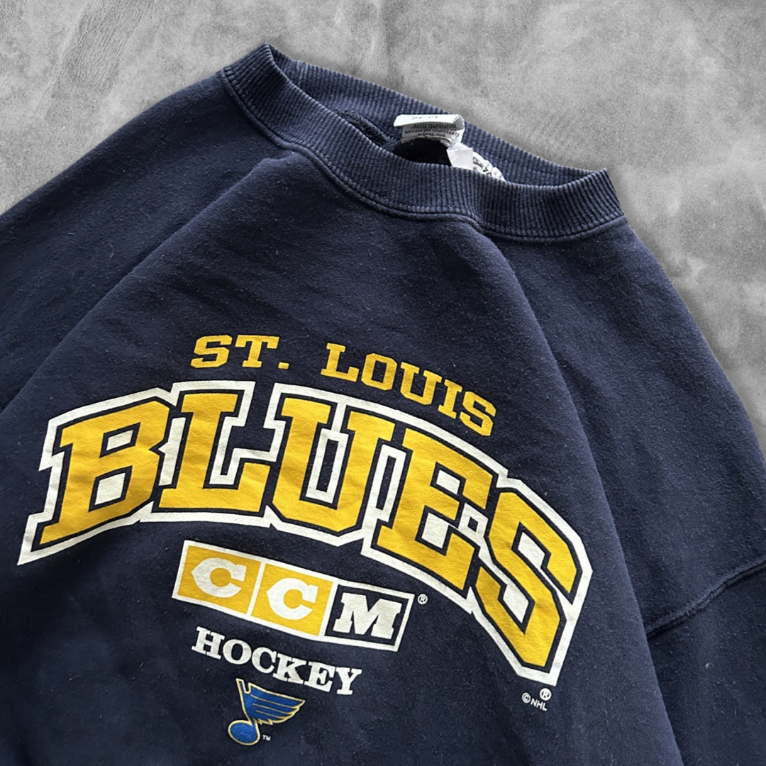 Navy St Louis Blues CCM Hockey Sweatshirt 1990s (M)