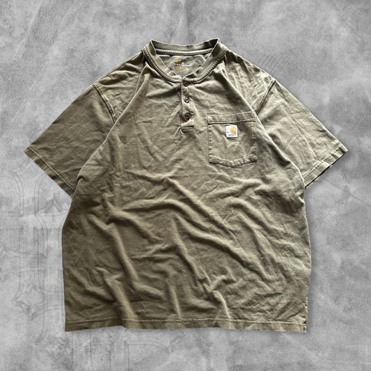 Distressed Sage Carhartt Pocket Henley Shirt 2000s (XL)
