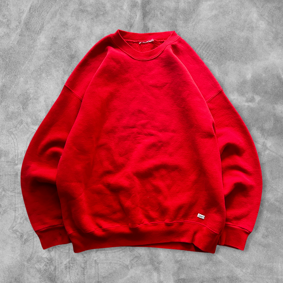 Cherry Red Lee Blank Sweatshirt 1990s (L)