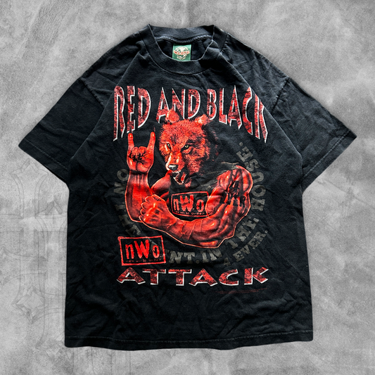 Black NWO Red And Black Attack Shirt 1990s (M)