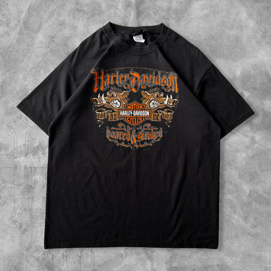 Black Harley Davidson Hog Shirt 2000s (L)