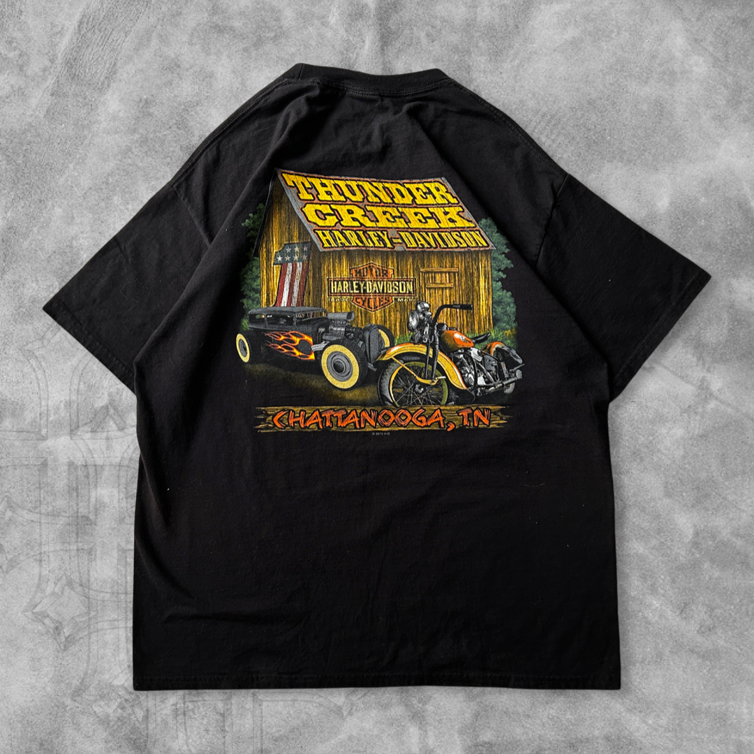 Black Harley Davidson Hog Shirt 2000s (L)