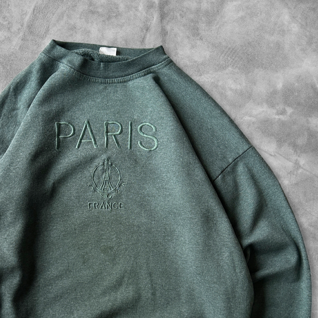 Green Paris France Sweatshirt 1990s (M)