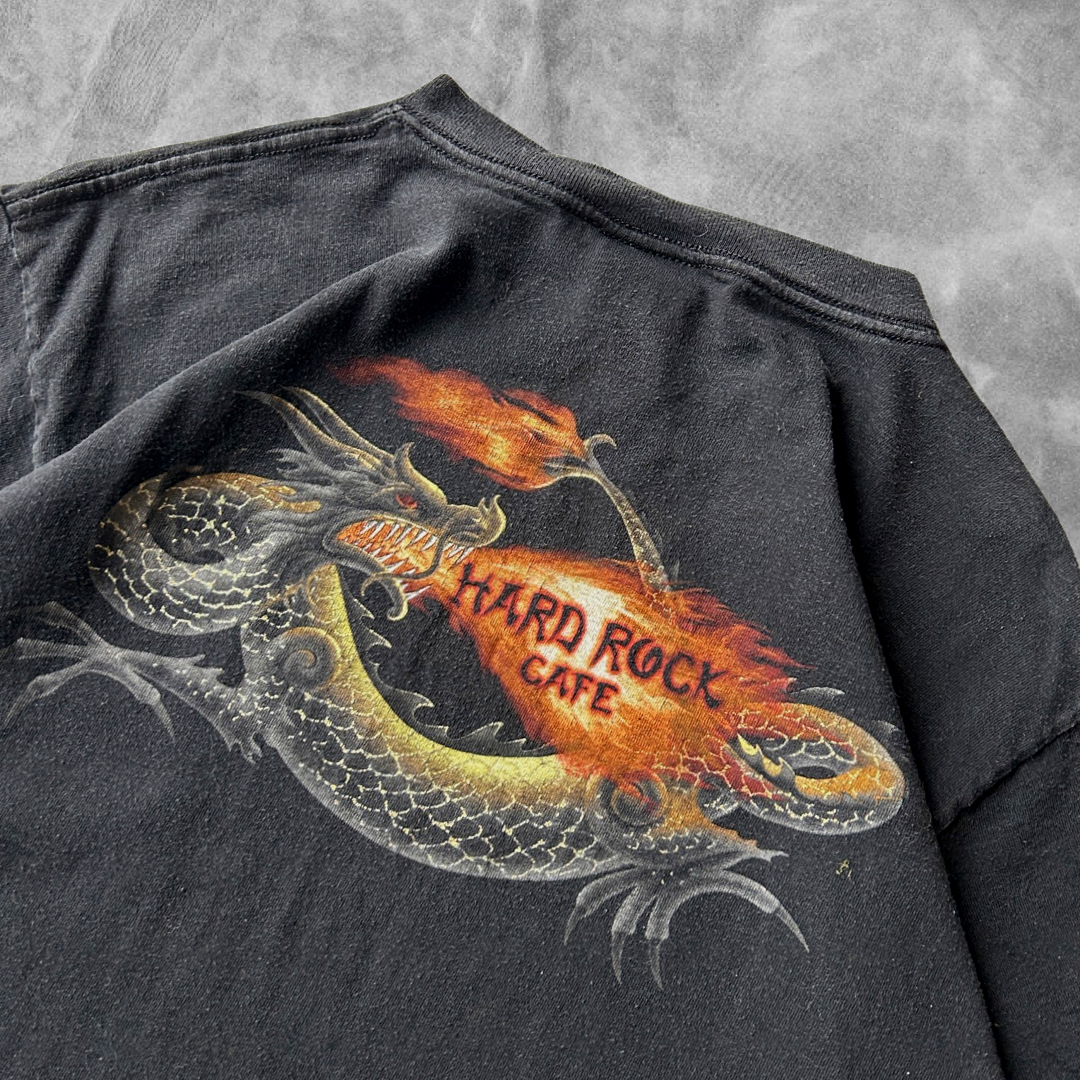 Black Hard Rock Cafe Dragon Shirt 1990s (M)