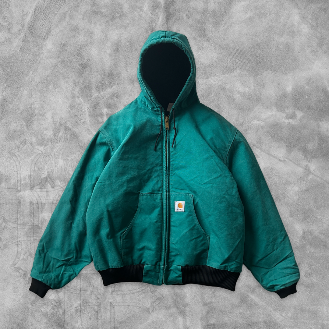 Teal Carhartt Hooded Work Jacket 1990s (XL)