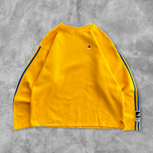 Yellow Adidas Sweatshirt 2000s (XL)