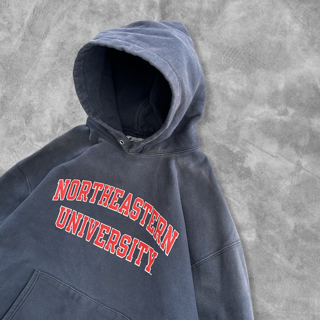 Faded Navy Northeastern University Champion Reverse Weave Hoodie 1990s (XL)