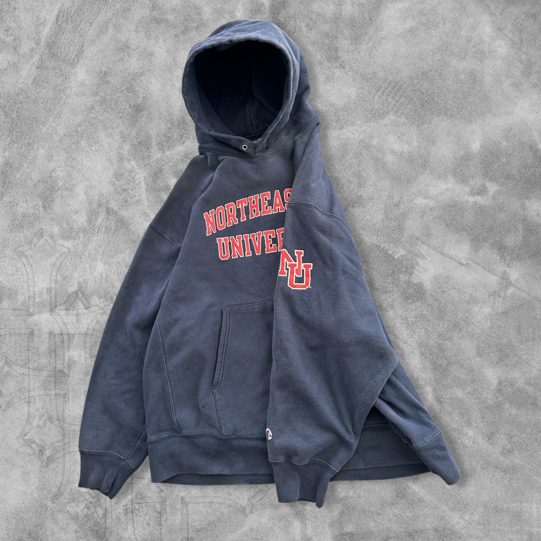 Faded Navy Northeastern University Champion Reverse Weave Hoodie 1990s (XL)