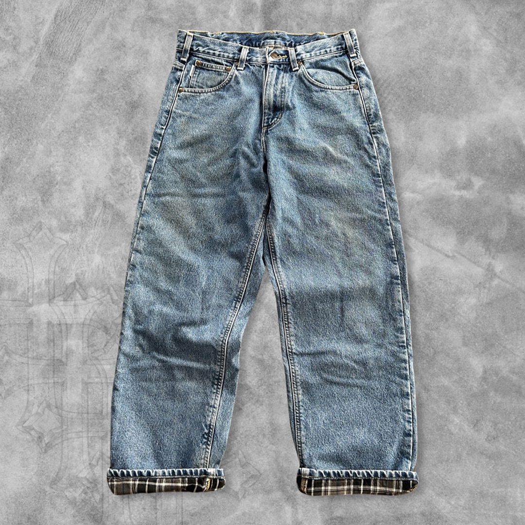 Faded Denim Flannel Lined Carhartt Jeans 1990s (32x30)