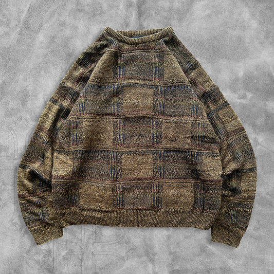 Earth Tone Pattern Sweater 1990s (L/XL)