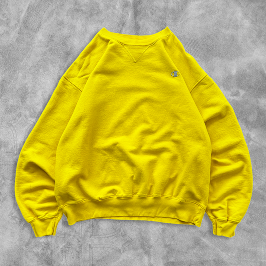 Yellow Champion Sweatshirt Y2K 2000s (L)