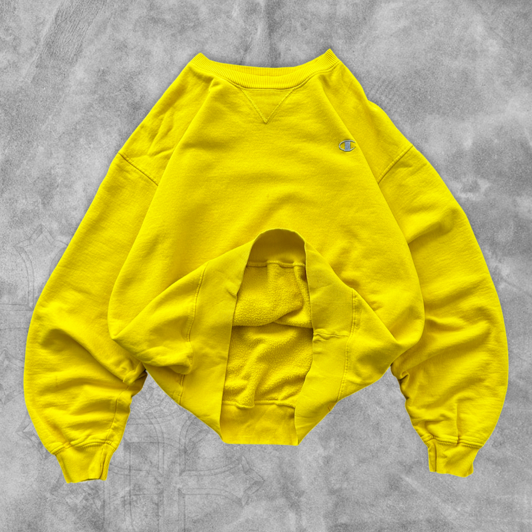 Yellow Champion Sweatshirt Y2K 2000s (L)