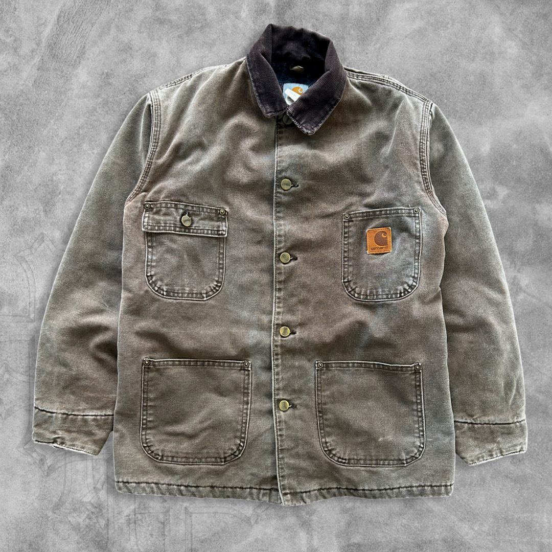 Faded Light Brown Carhartt Chore Jacket 1990s (S)