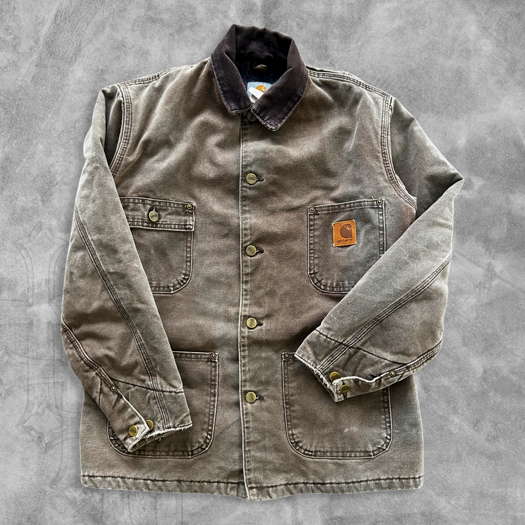 Faded Light Brown Carhartt Chore Jacket 1990s (S)
