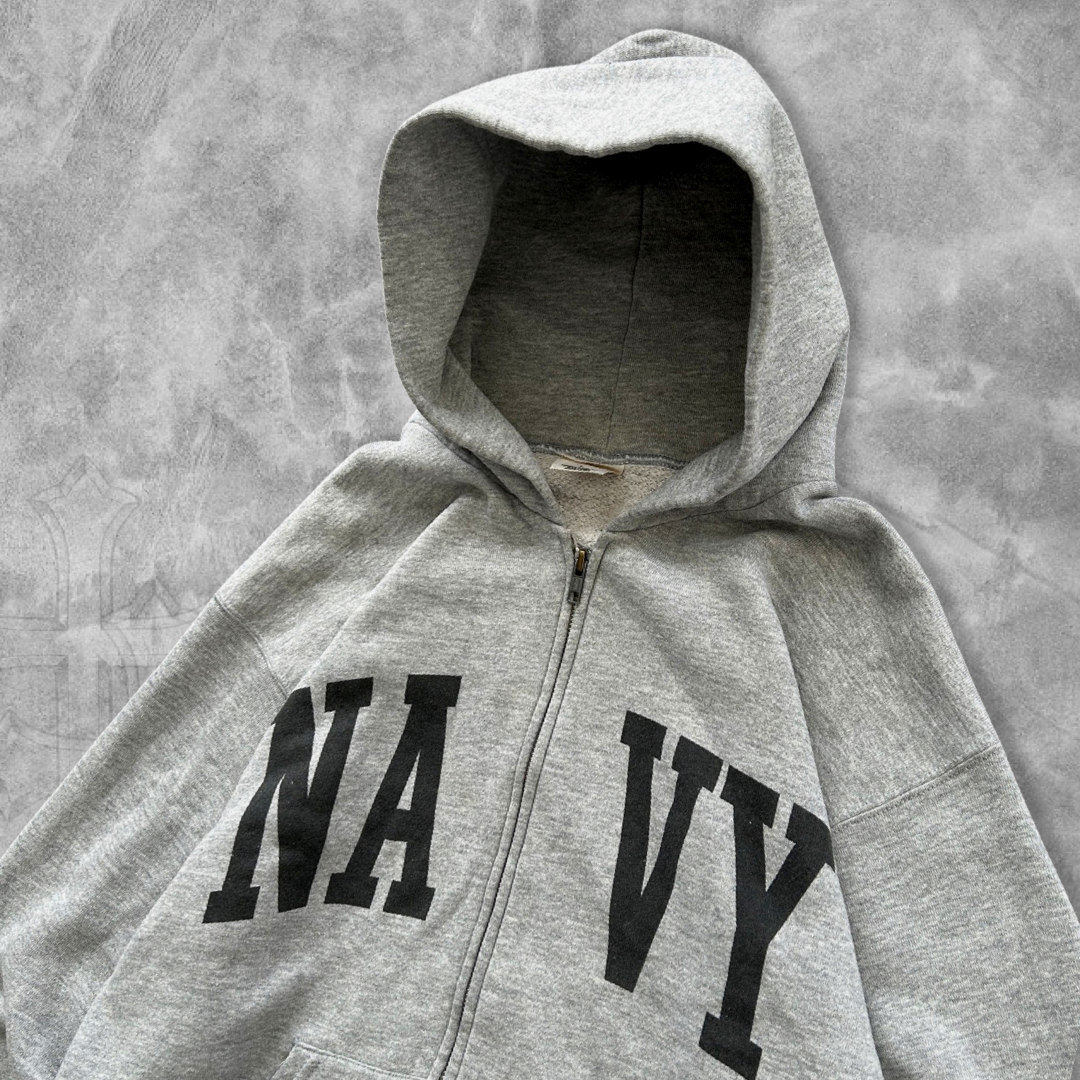 Grey Navy Hooded Jacket 1990s (L)