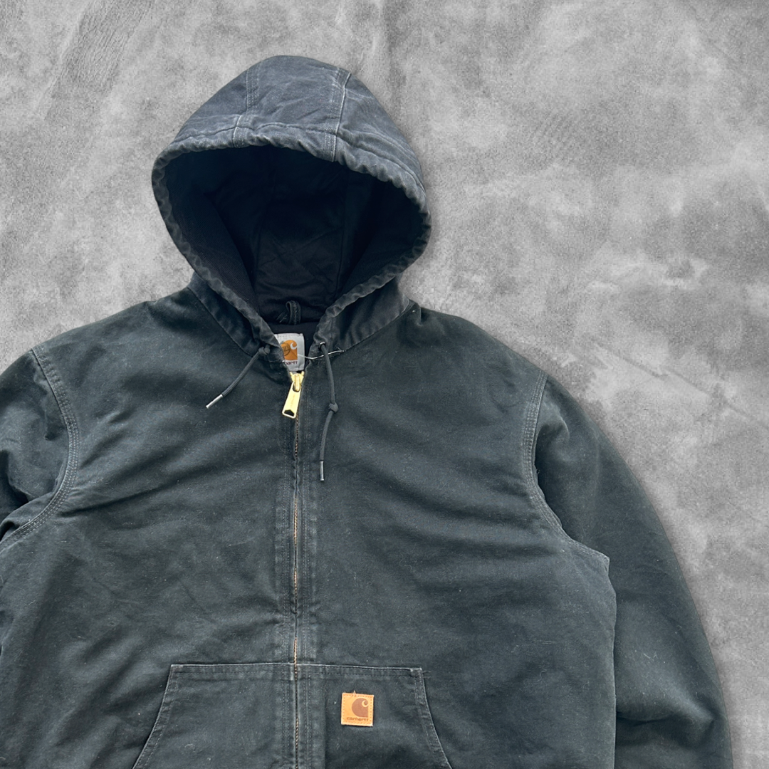Black Carhartt Hooded Work Jacket 2000s (XL)