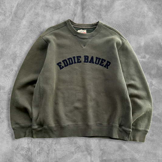 Olive Green Eddie Bauer Sweatshirt Y2K 2000s (L)