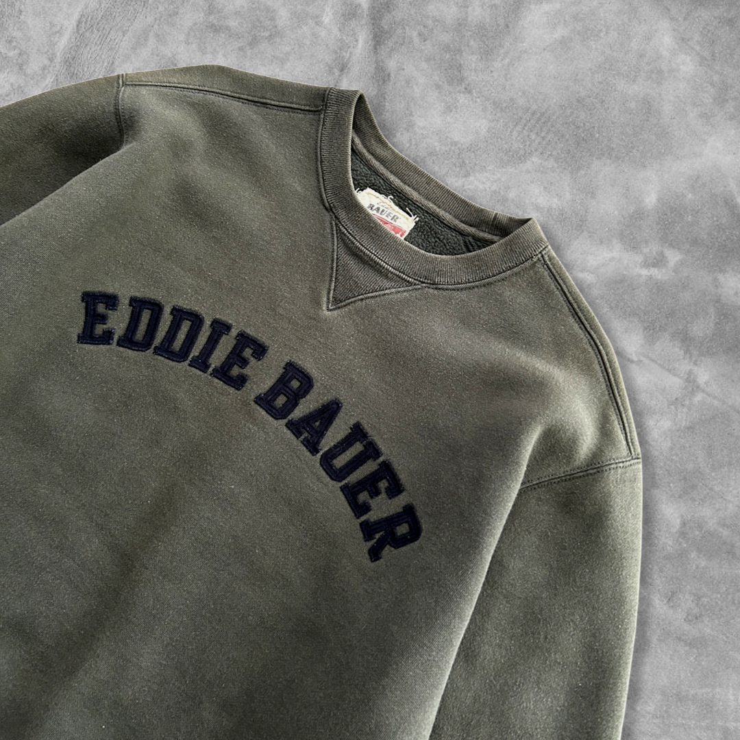 Olive Green Eddie Bauer Sweatshirt Y2K 2000s (L)