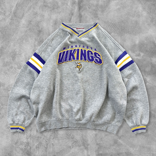 Boxy Grey Minnesota Vikings Sweatshirt 1990s (XL)