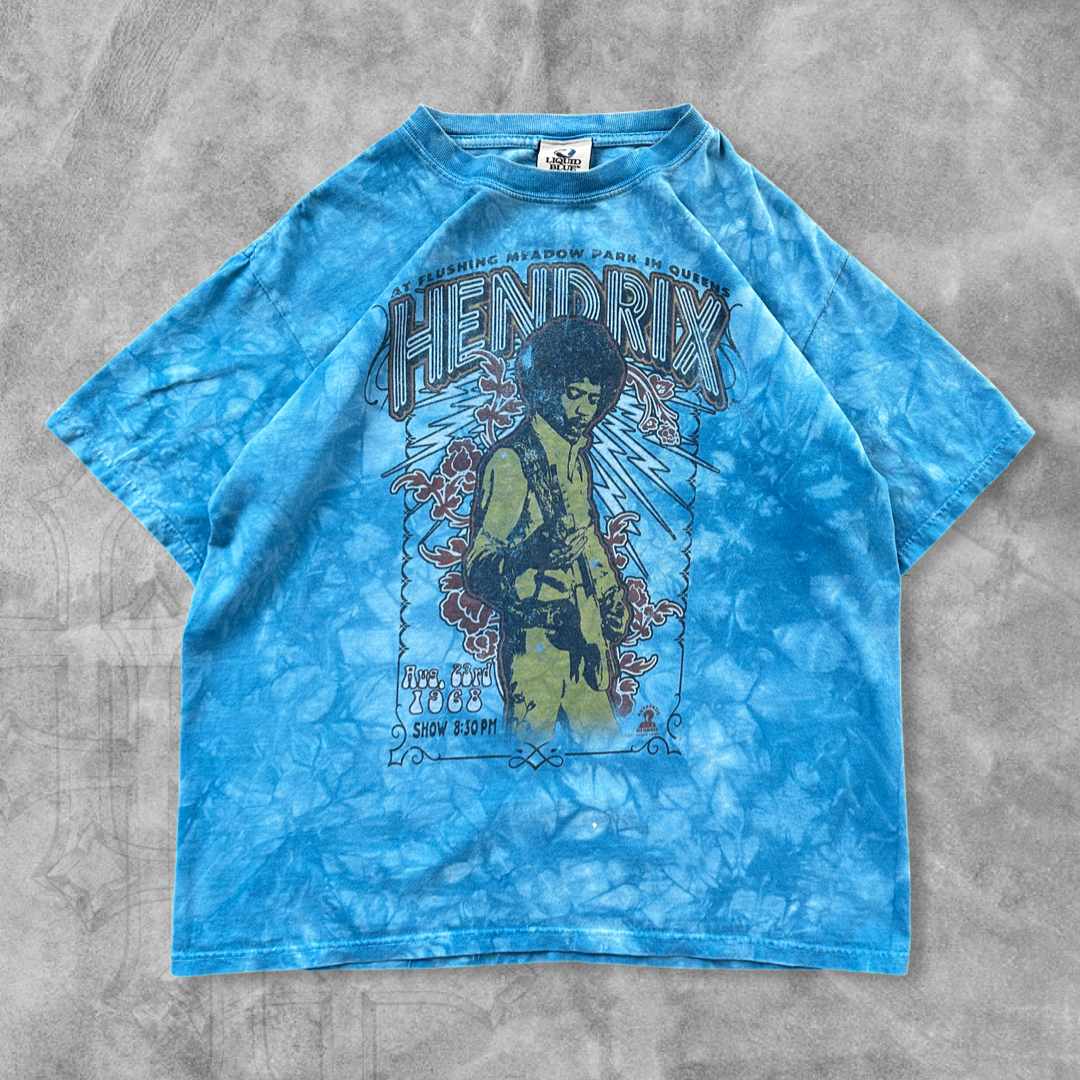 Sky Blue Liquid Blue Jimi Hendrix Shirt Y2K 2007 (M)