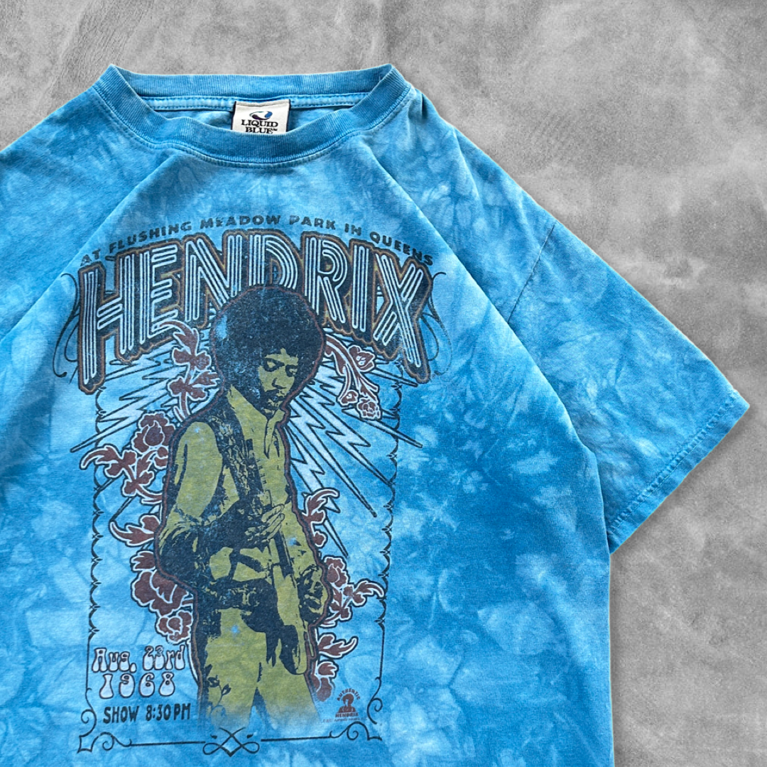 Sky Blue Liquid Blue Jimi Hendrix Shirt Y2K 2007 (M)