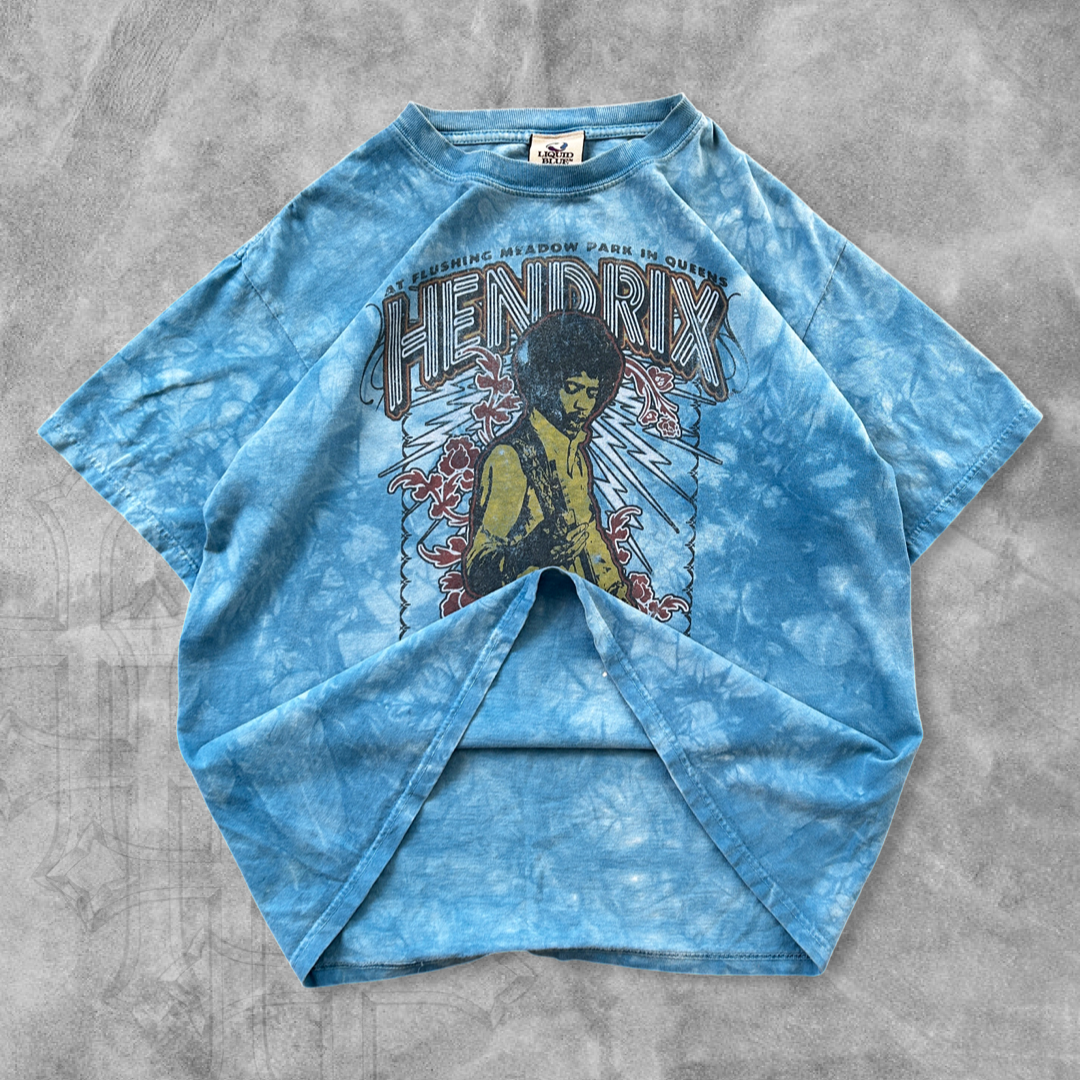 Sky Blue Liquid Blue Jimi Hendrix Shirt Y2K 2007 (M)