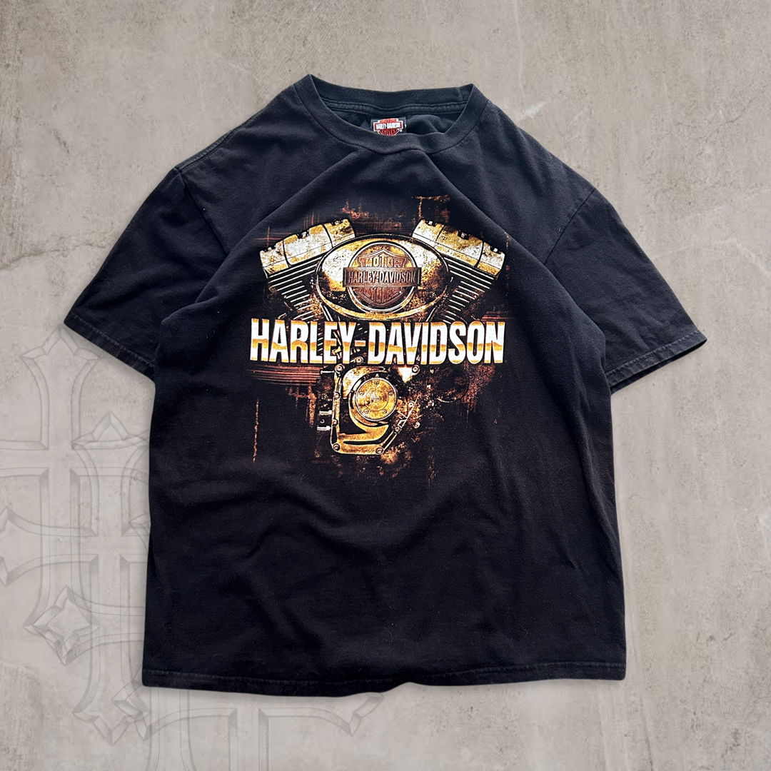 Black Harley Davidson Engine Shirt 2000s (L)