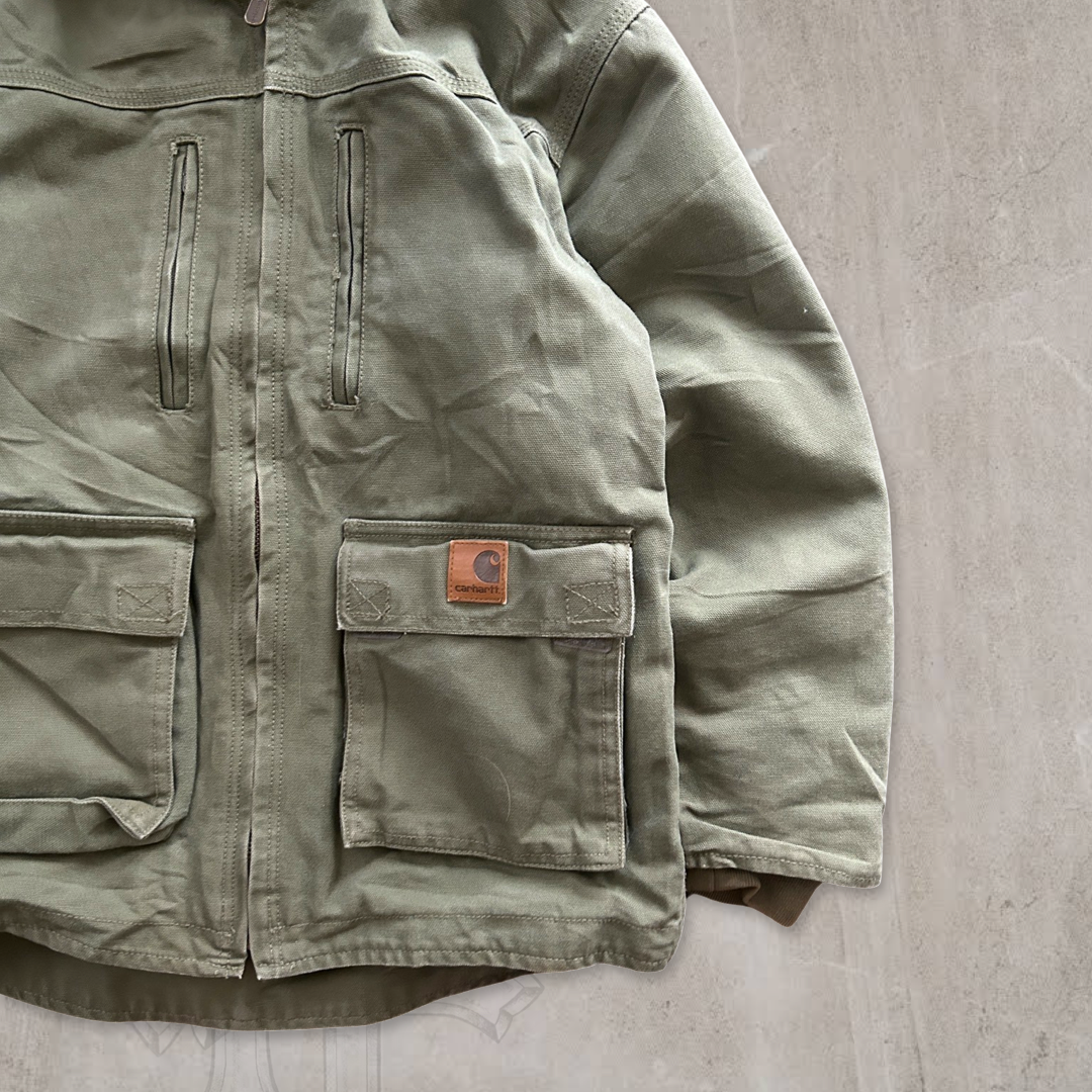 Olive Green Carhartt Hooded Jacket 2000s (XS)
