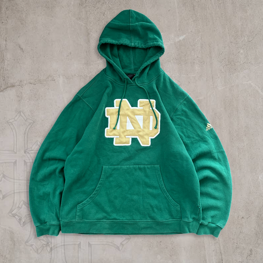 Irish Green Adidas Notre Dame Hoodie Y2K 2000s (L)
