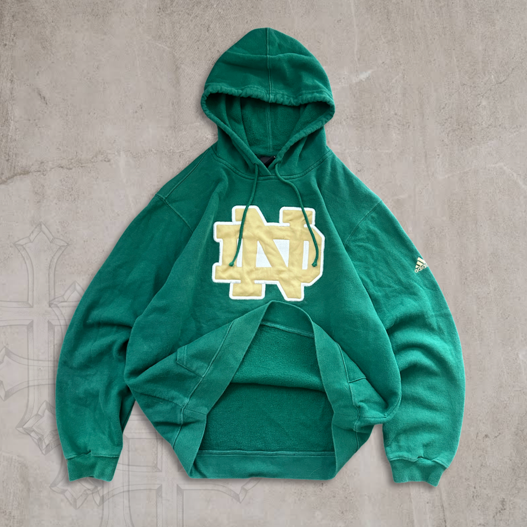 Irish Green Adidas Notre Dame Hoodie Y2K 2000s (L)
