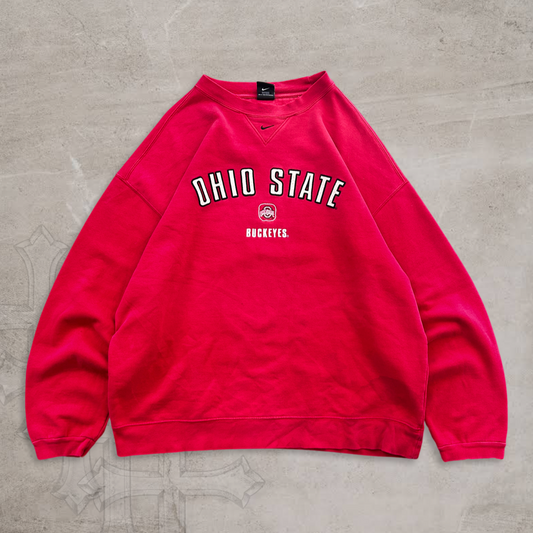 Scarlet Red Nike Ohio State Center Swoosh Sweatshirt Y2K 2000s (L)