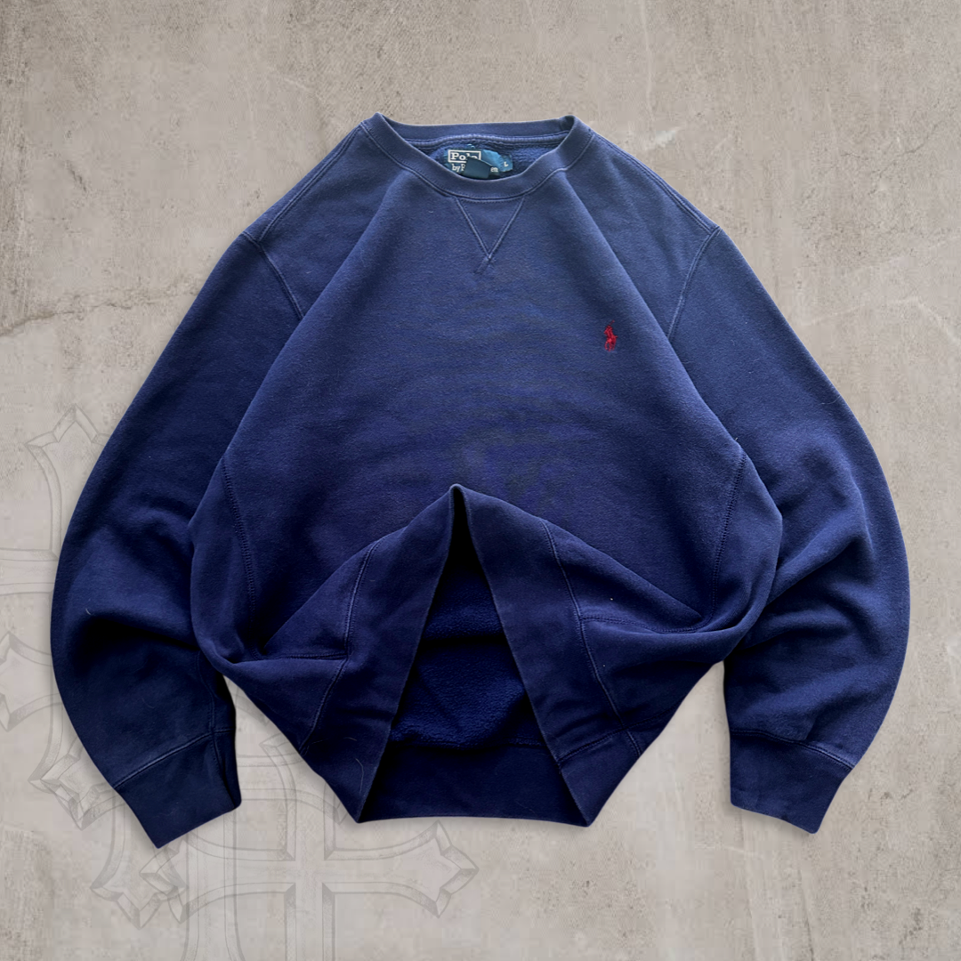 Navy Polo Sweatshirt 1990s (L)