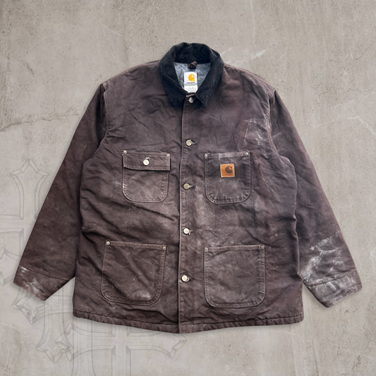 Distressed Brown Carhartt Chore Jacket Y2K 2000s (XL)